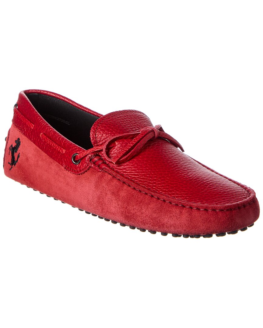 Shop Tod's X Ferrari New Gommini Suede & Leather Loafer In Red