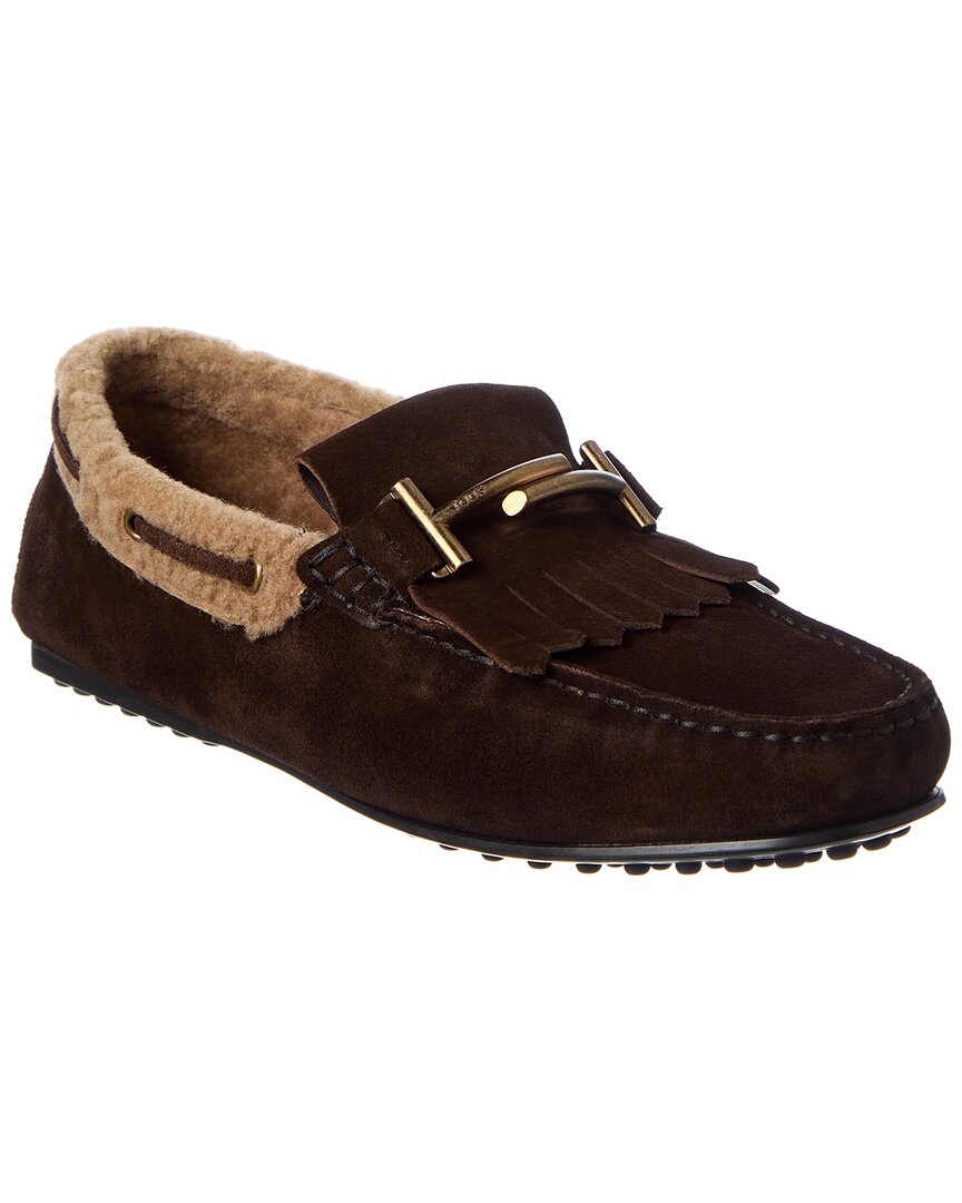 Tod's City Gommino Suede Loafer In Brown
