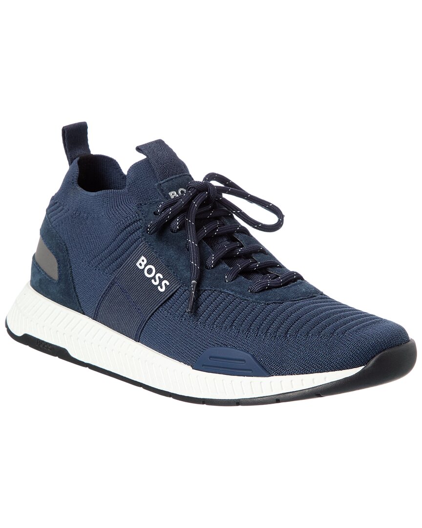 Hugo Boss Boss Titanium Runn Trainers Navy In Blue