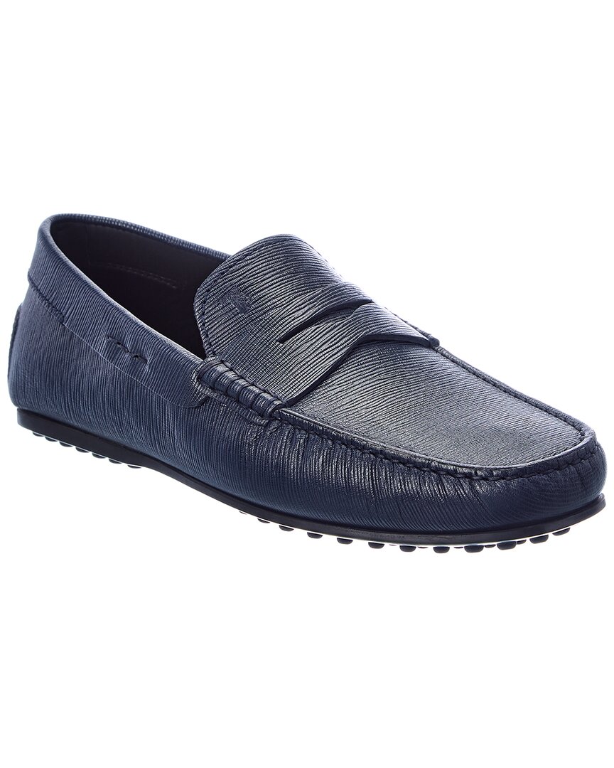 Shop Tod's City Gommino Leather Loafer In Blue