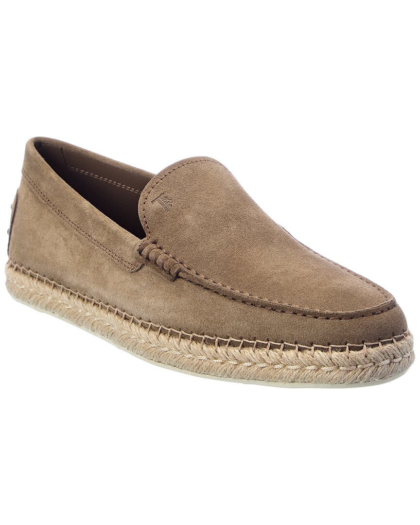Shop Tod's Suede Espadrille In Brown