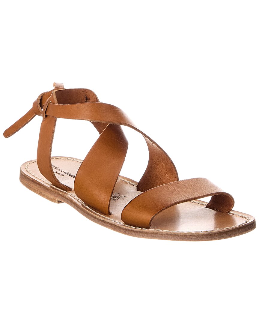 Officine Generale Positano Leather Sandal In Brown