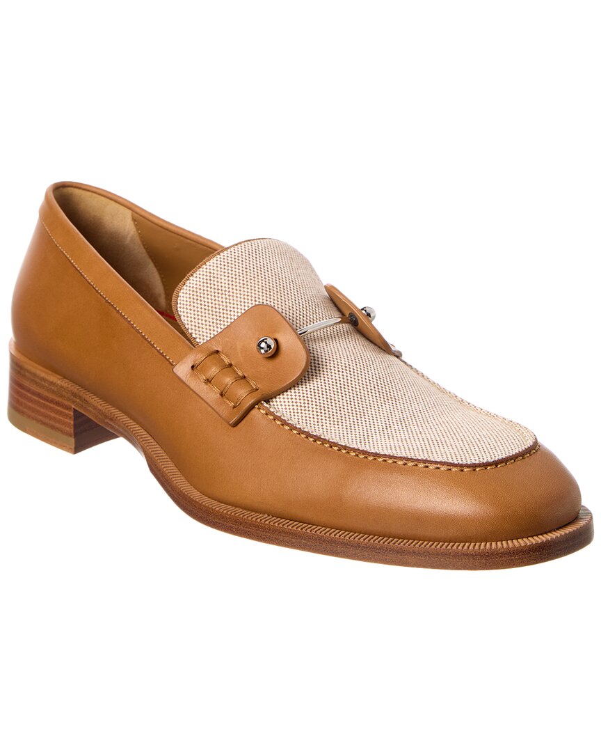 Christian Louboutin Chambeliboat Canvas & Leather Loafer In Brown