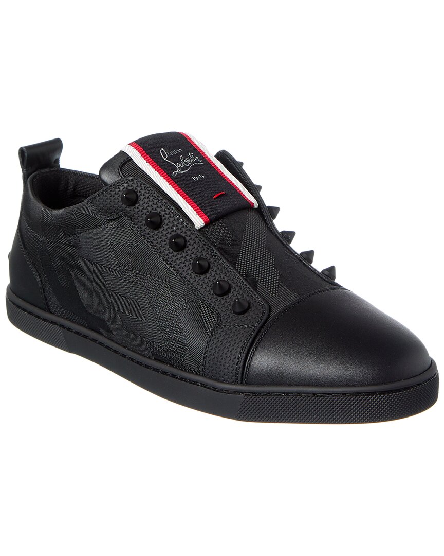 Christian Louboutin F.a.v Fique A Vontade Canvas & Leather Sneaker In Black