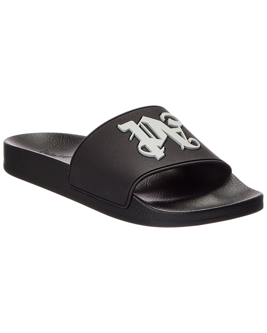 Palm angels men’s logo monogram slides Palm Angels Black Monogram-Embossed Pool Slides – ICETIME LUXE main image 3