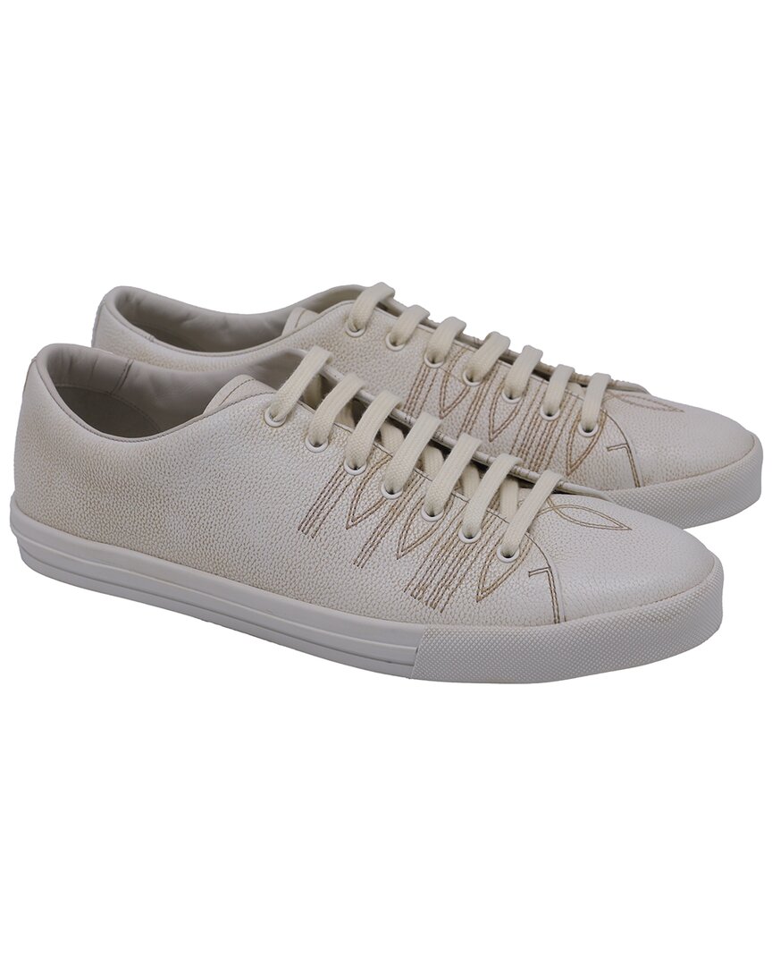 Prada Men's Aged-effect Ow-top Sneakers, Size 9 (authentic Pre-loved) In Neutral