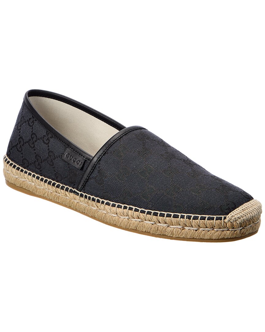 Gucci Gg Canvas & Leather Espadrille In Black | ModeSens