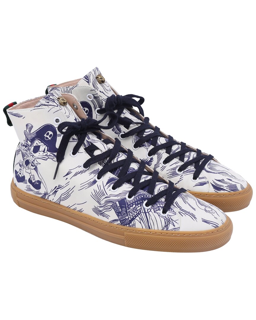 Gucci Men's Canvas X Disney Sea Storm Printed High-top Sneaker (authentic Pre-  Loved) In White