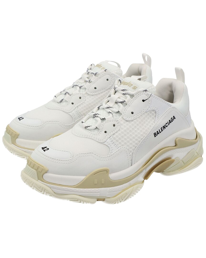 Balenciaga Men's Polyester Triple S Sneaker (authentic Pre-loved) In White