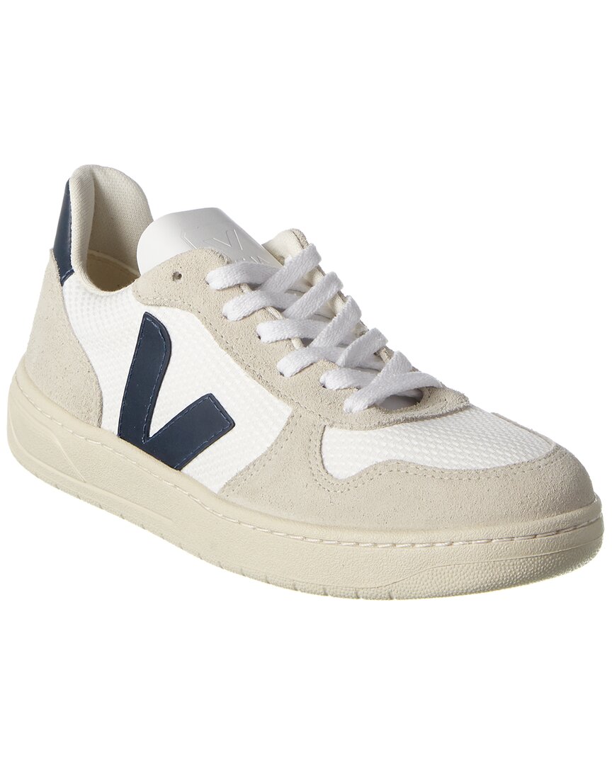 Shop Veja V-10 Suede-trim Sneaker In White