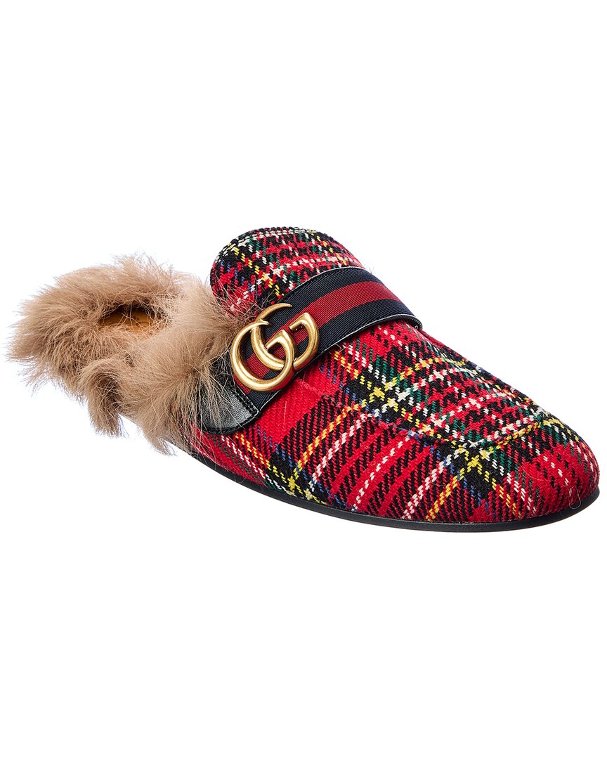Gucci Princetown Plaid Slipper In Red