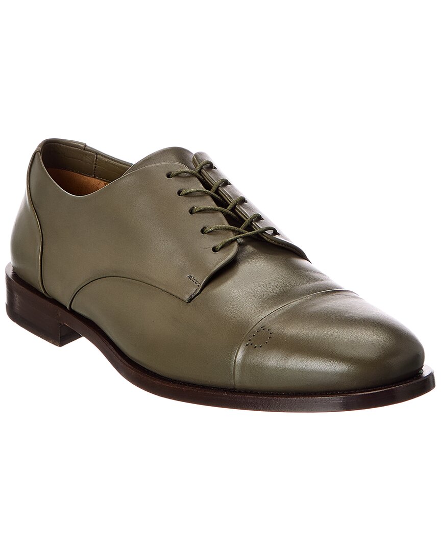 Ferragamo Gavino Leather Oxford In Green