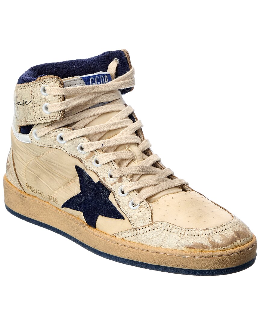 Golden Goose Sky Star Shiny Leather Toe And Spur Nylon Upper Suede Star In White