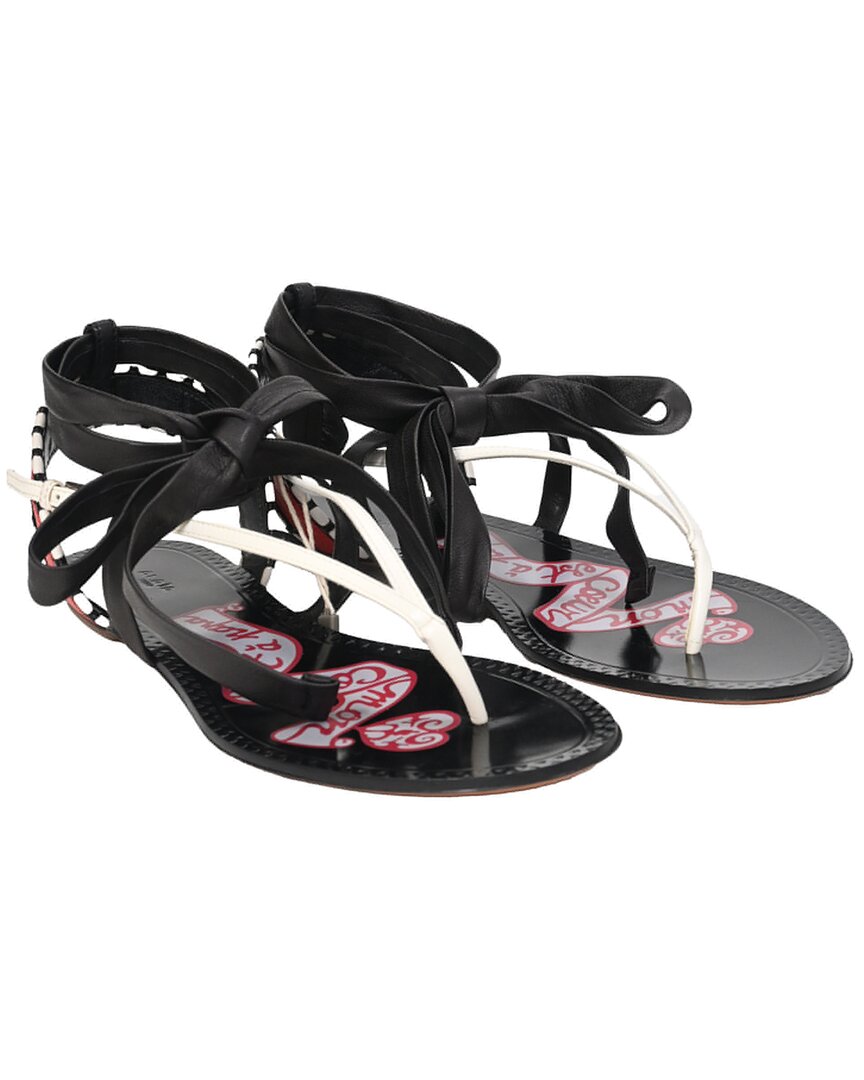 Alaïa Men's Crepe-satin Graphic Print Gladiator Sandal (authentic Pre-loved) In Black