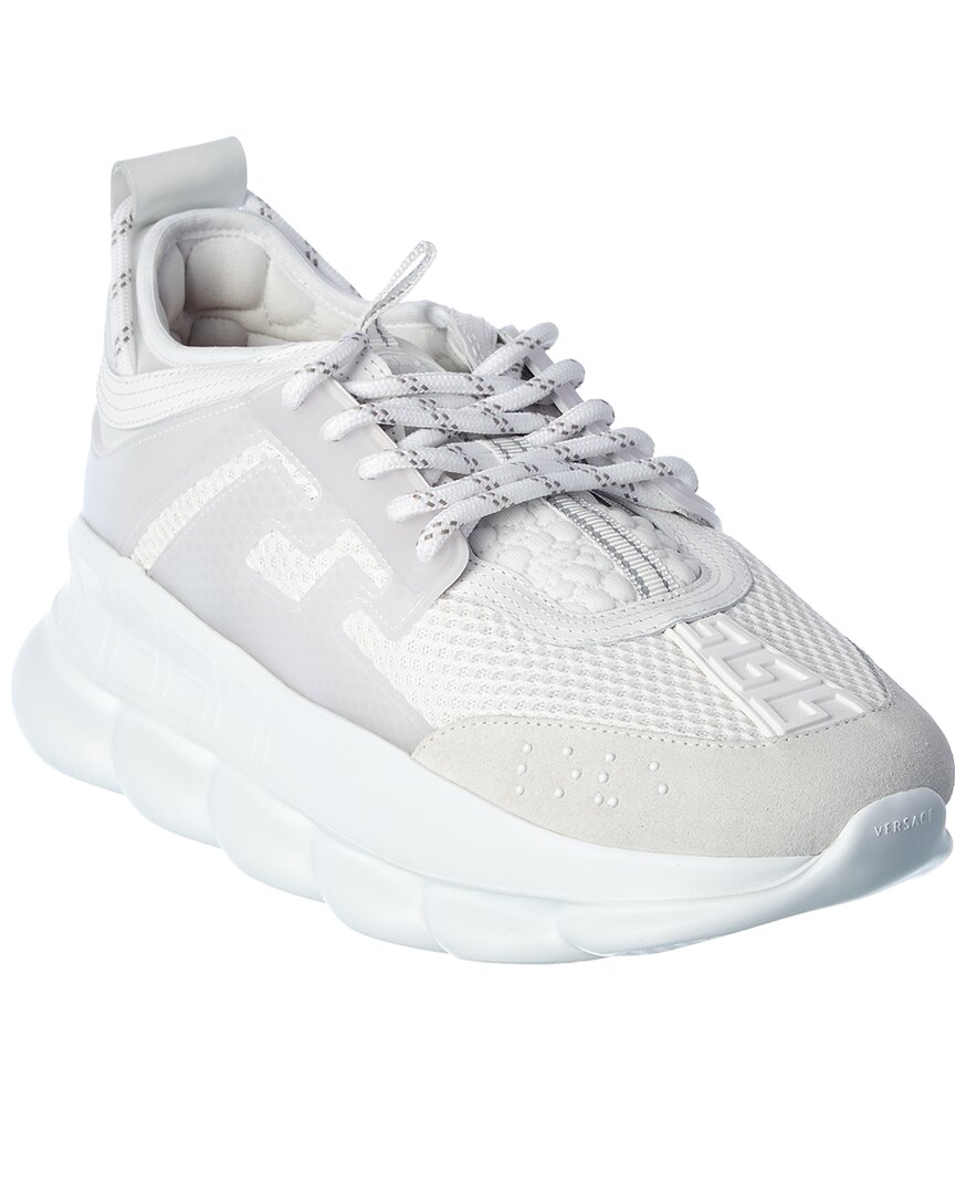 Versace Chain Reaction White Mesh Rubber Suede