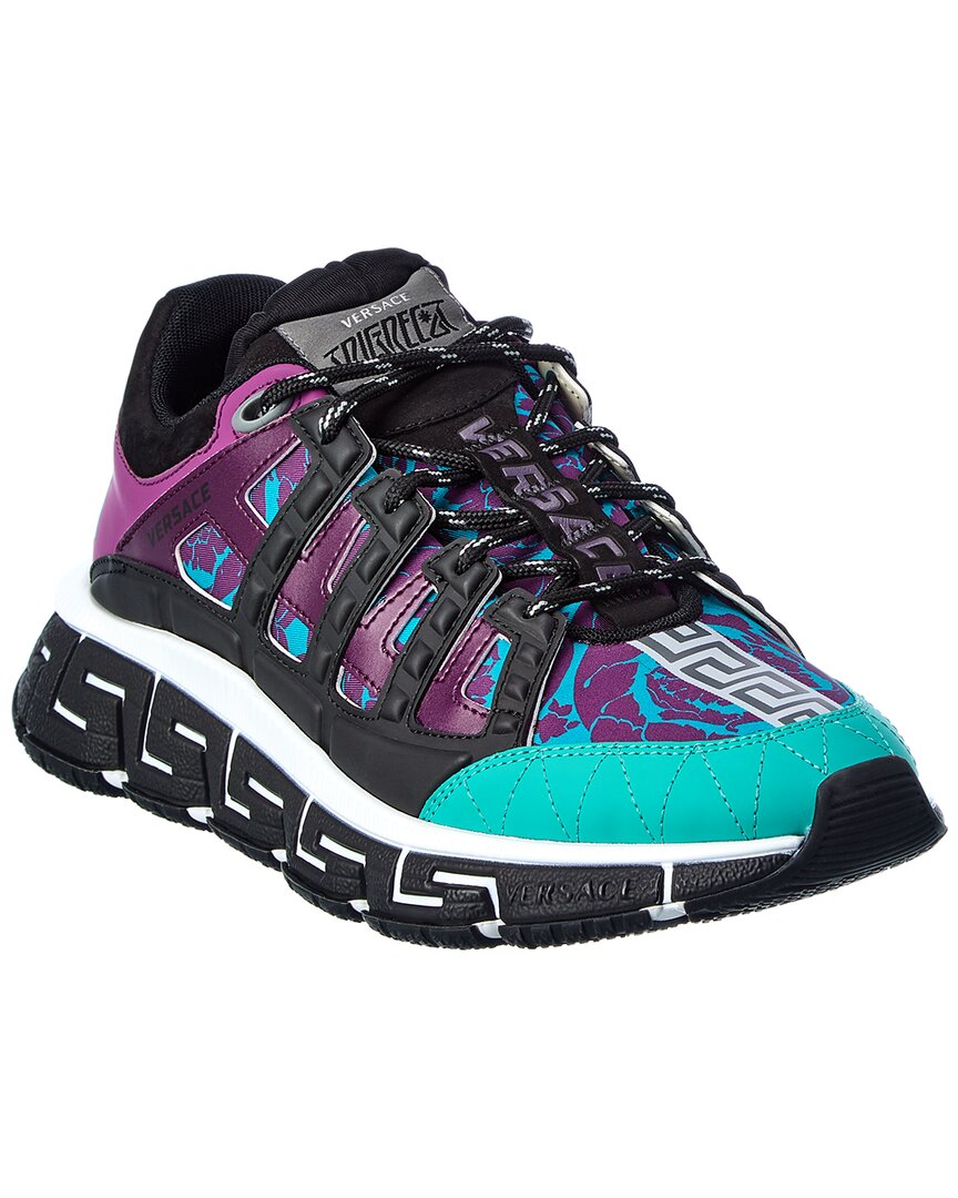 Versace Trigreca Canvas & Leather Sneaker In Purple | ModeSens
