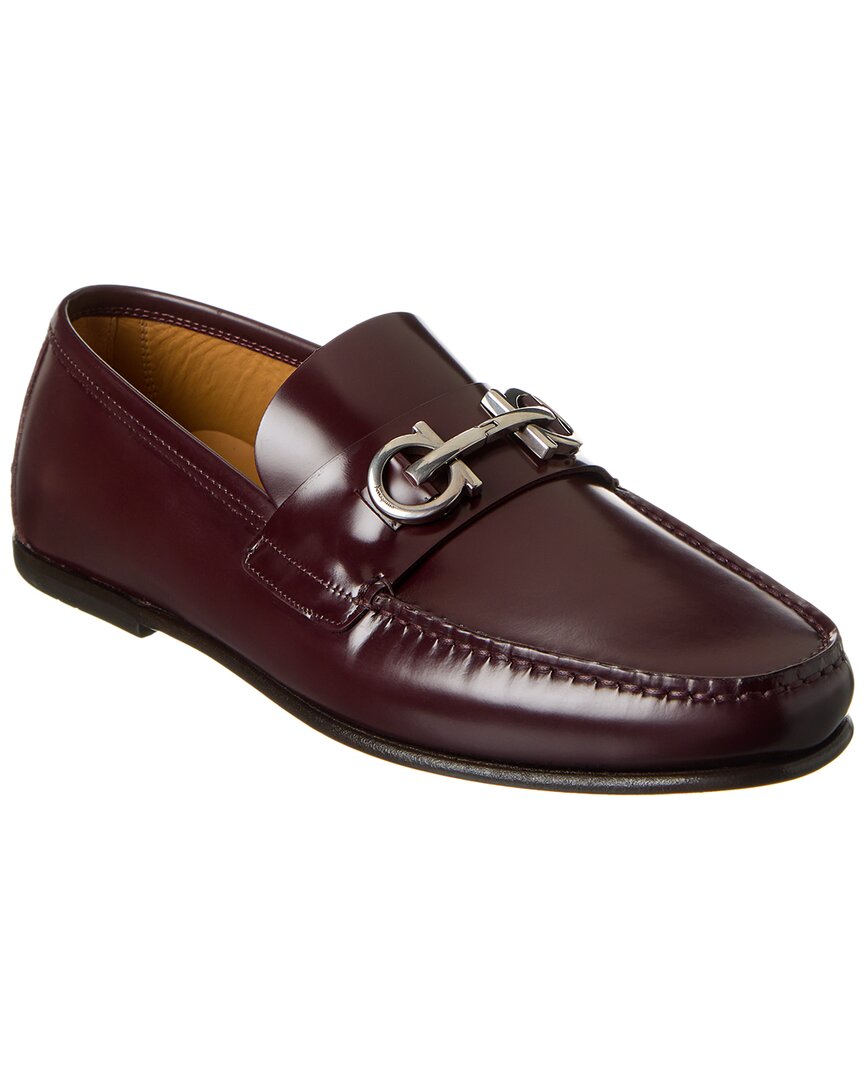 Shop Ferragamo Galileo Leather Loafers In Red