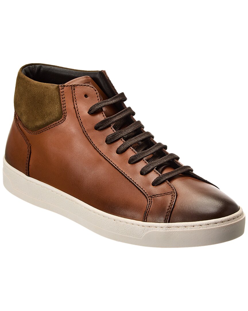 M By Bruno Magli Dimento Leather High-top Sneaker In Brown