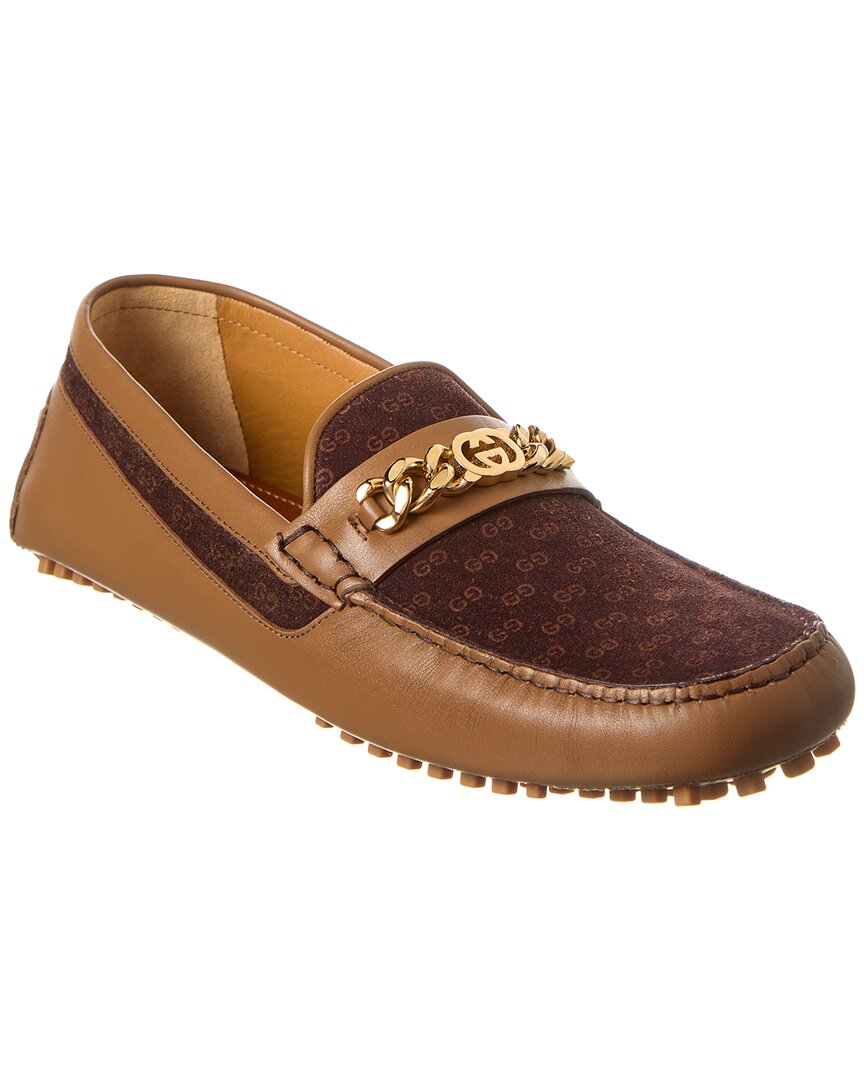 Shop Gucci Gg Suede & Leather Loafer In Brown