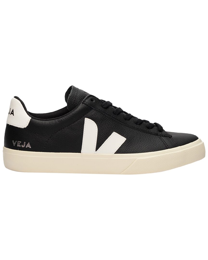 Veja Campo Leather Logo Patch Sneakers In Black