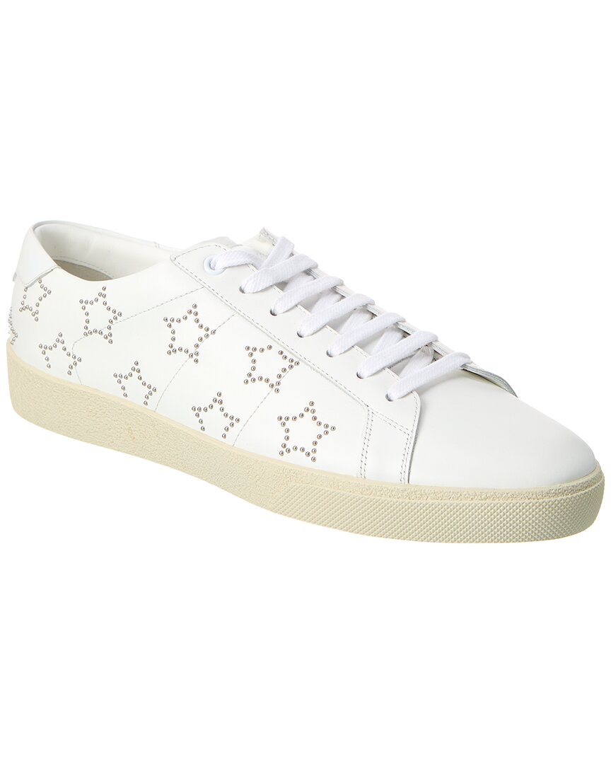 Shop Saint Laurent Sl06 Star Leather Sneaker In White