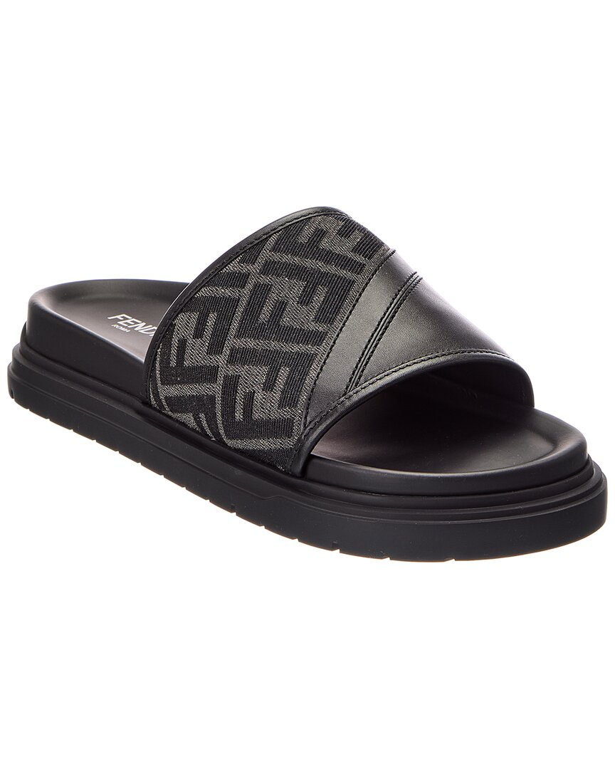Fendi Leather Slide In Black