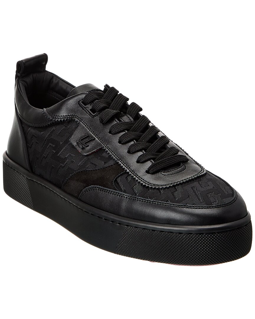 Shop Christian Louboutin Happyrui Canvas & Leather Sneaker In Black