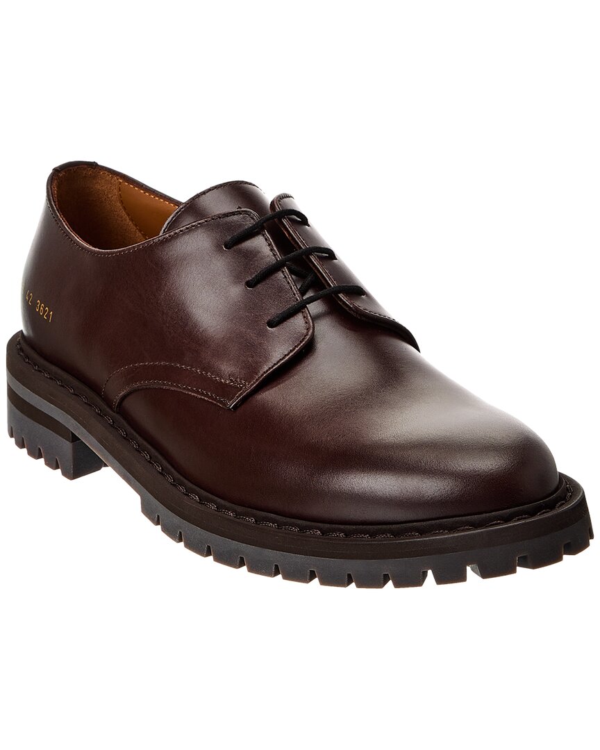 Shop Common Projects Officer's Leather Derby In Brown