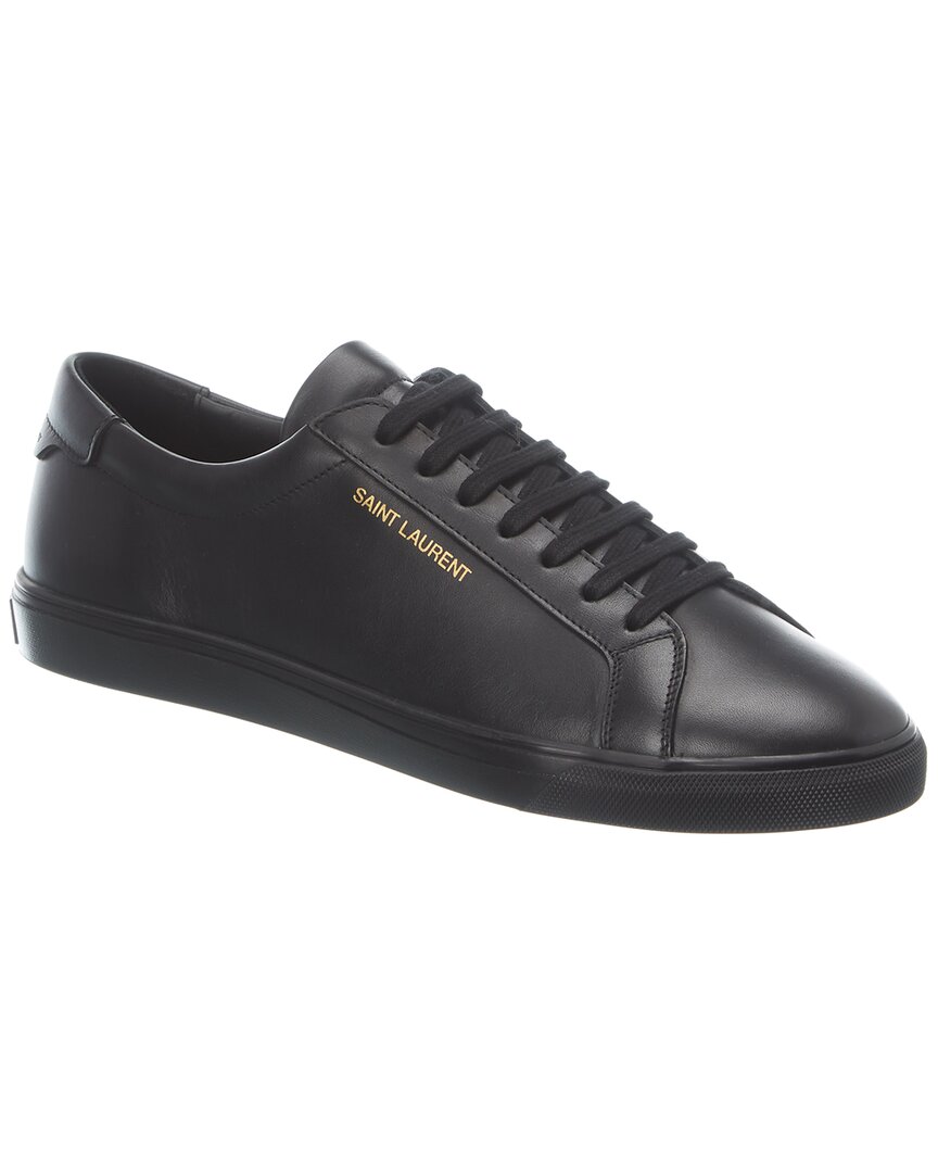 Shop Saint Laurent Andy Leather Sneaker In Black