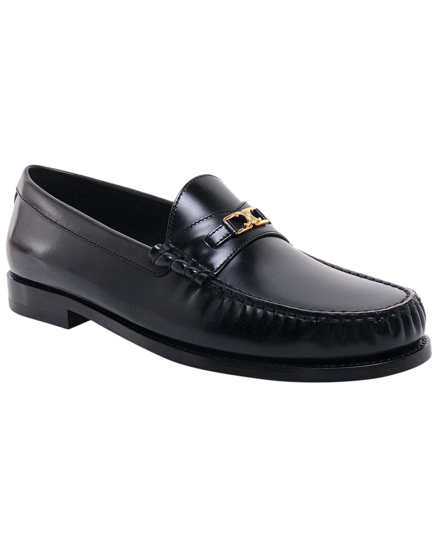 Celine Luco Triomphe Leather Loafer In Black