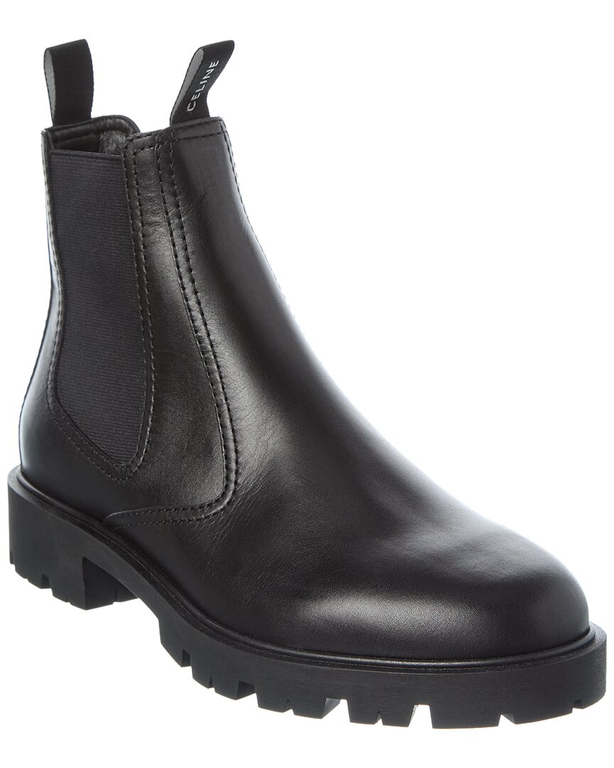 Celine Margaret Leather Chelsea Boot In Black