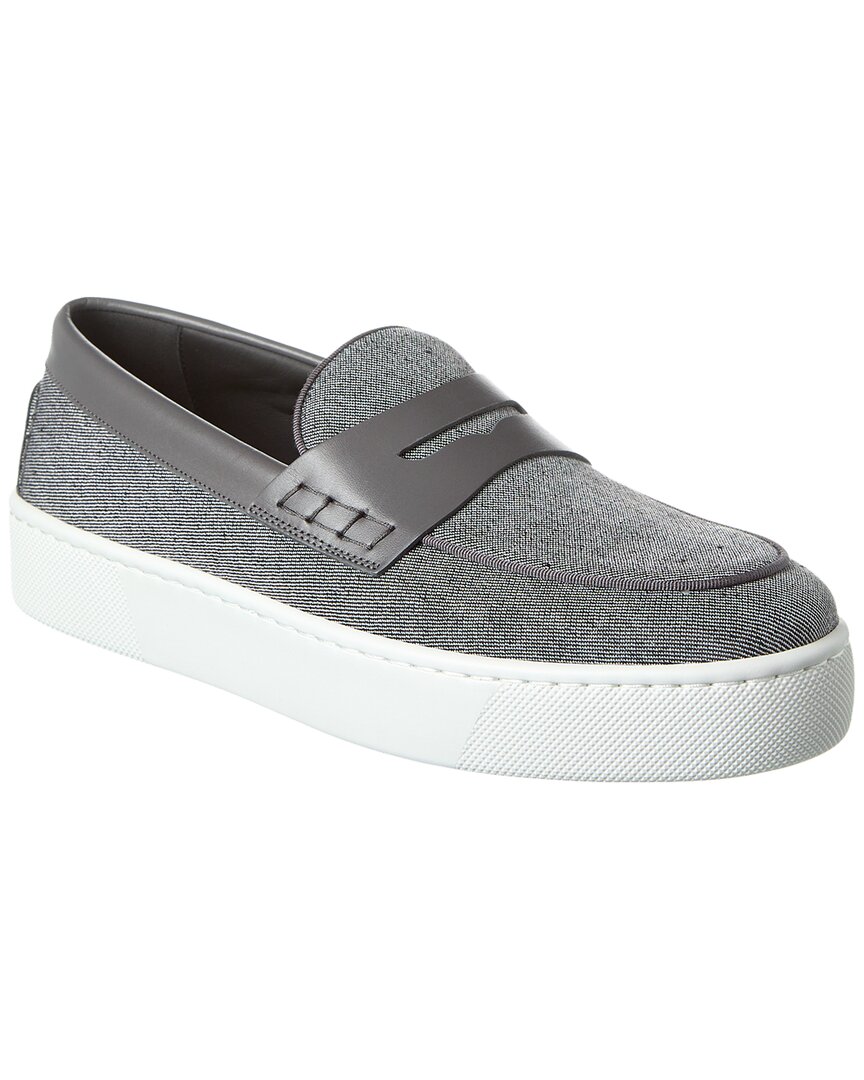 Shop Christian Louboutin Paqueboat Canvas & Leather Platform Loafer In Grey