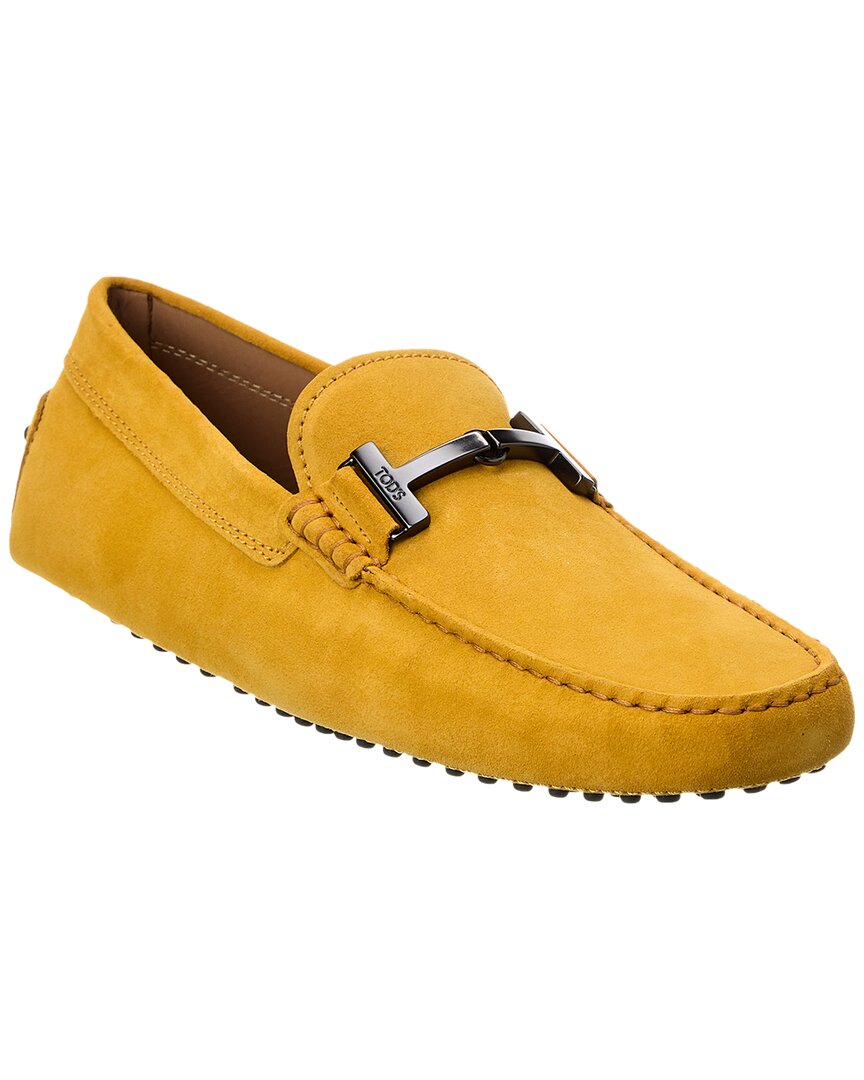 Shop Tod's Gommini Suede Loafer In Yellow