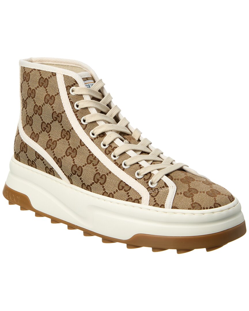 Shop Gucci Gg Canvas High-top Sneaker In Beige