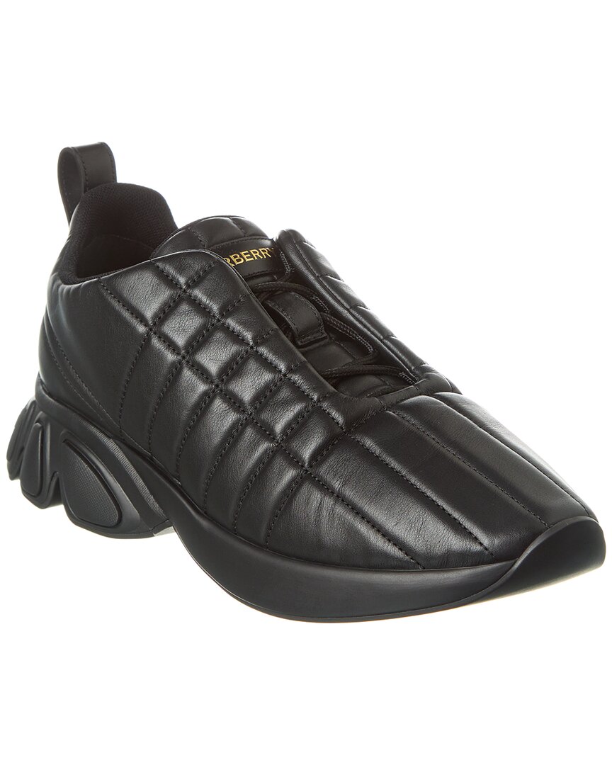 Shop Burberry Quilted Leather Sneaker In Black