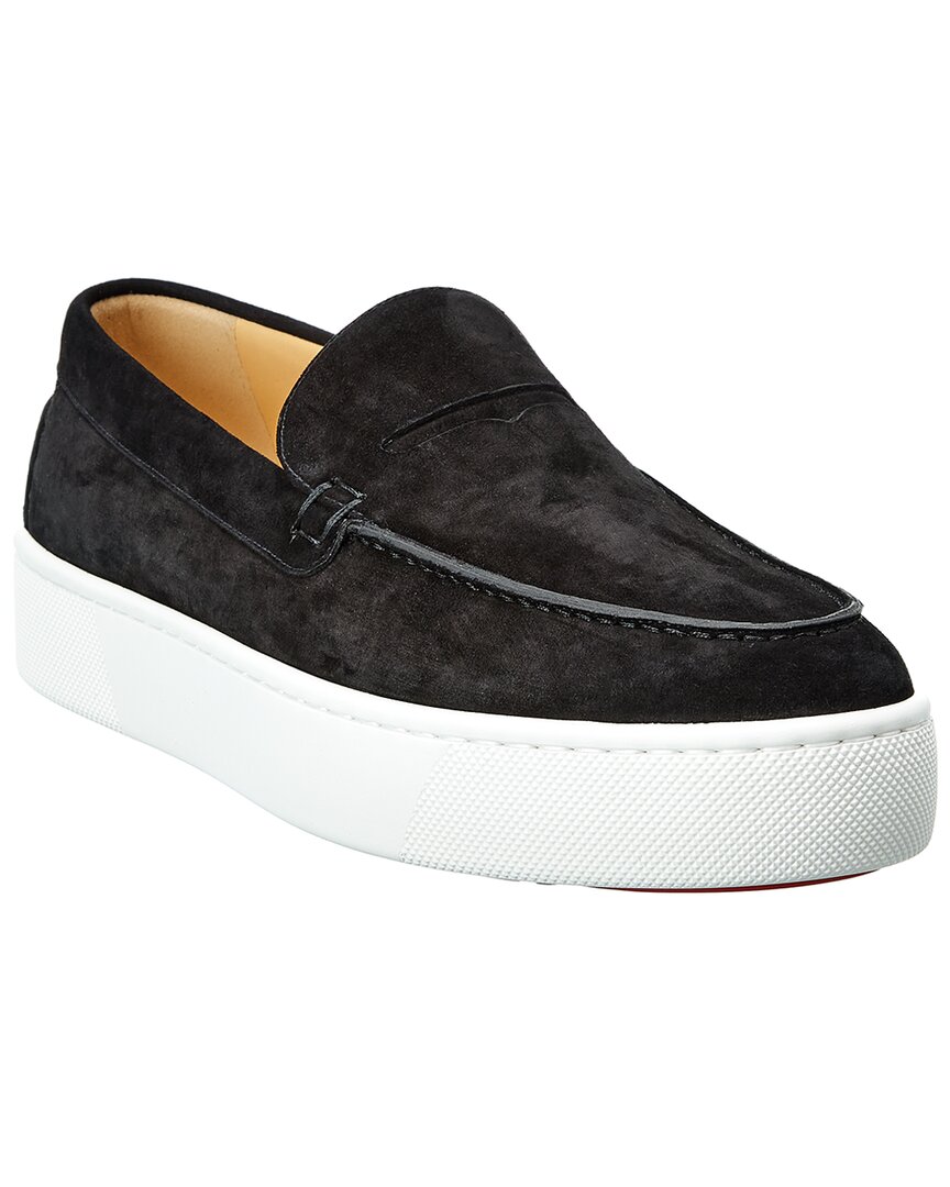 Shop Christian Louboutin Paqueboat Suede Platform Sneaker In Black