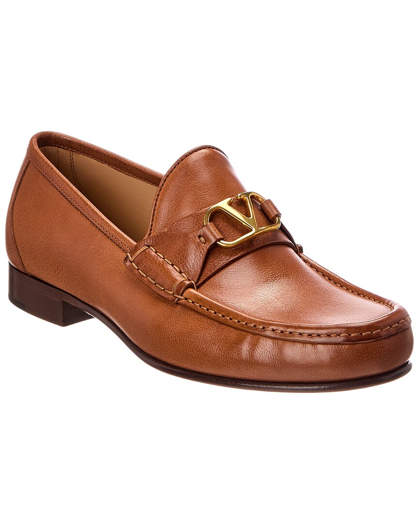 Valentino Vlogo Leather Loafer In Brown