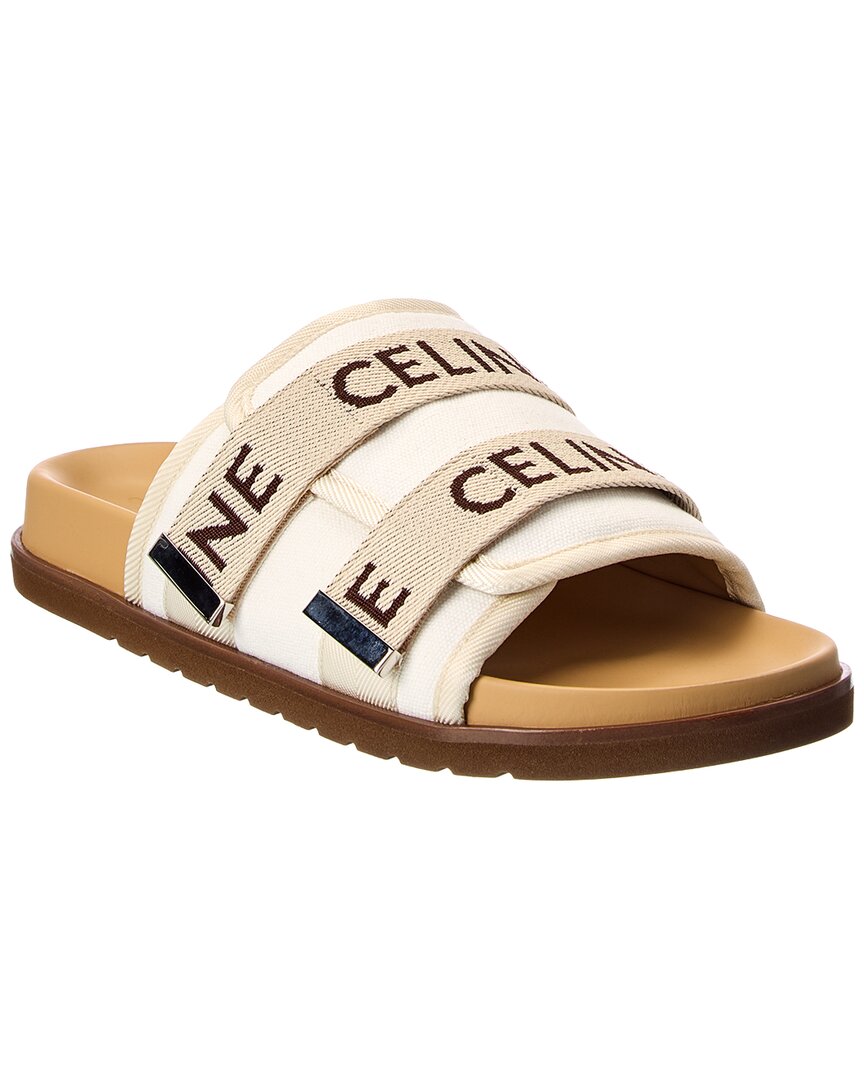 Celine Strappy Jacquard Sandal In White