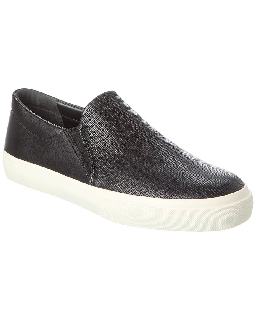 Shop Vince Farran-b Leather Slip-on Sneaker In Black