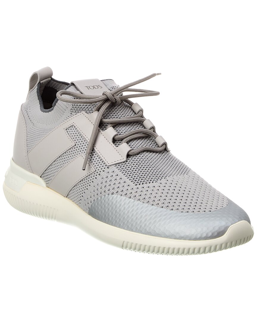 Tod's Tods Sportivo Light Knit & Leather Sneaker In Grey