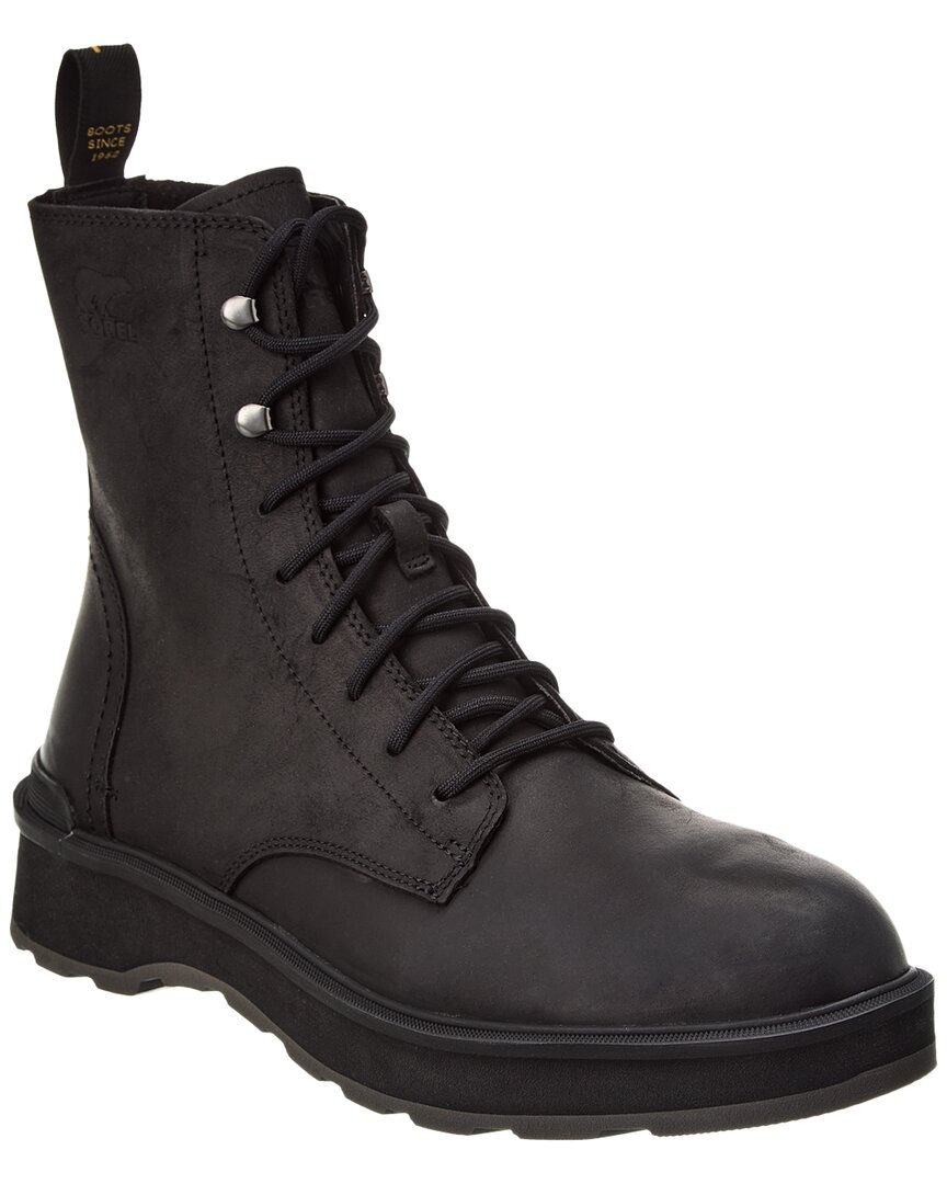 Shop Sorel Hi-line Lace Leather Boot In Black