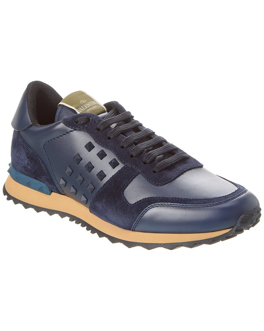 Valentino Garavani Valentino Leather & Suede Sneaker In Blue