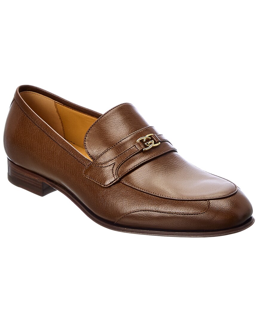 Shop Gucci Leather Loafer In Brown