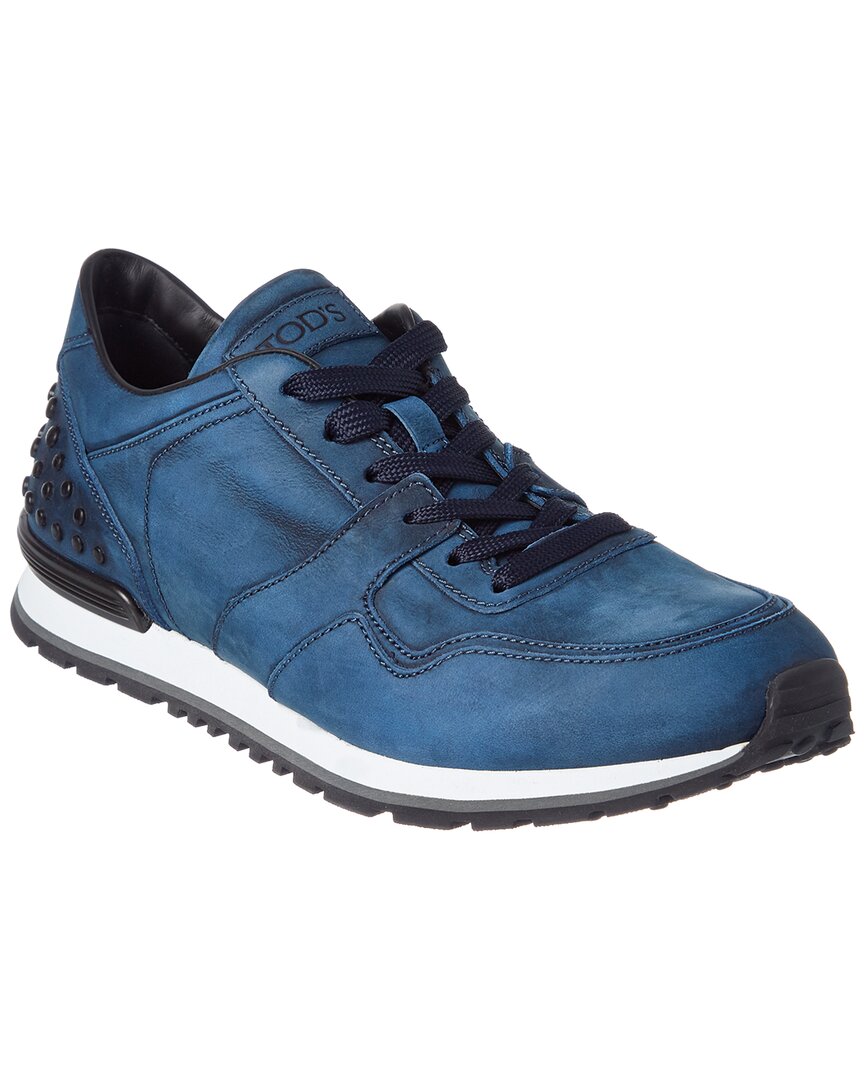 Shop Tod's Gommino Nubuck Sneaker In Blue