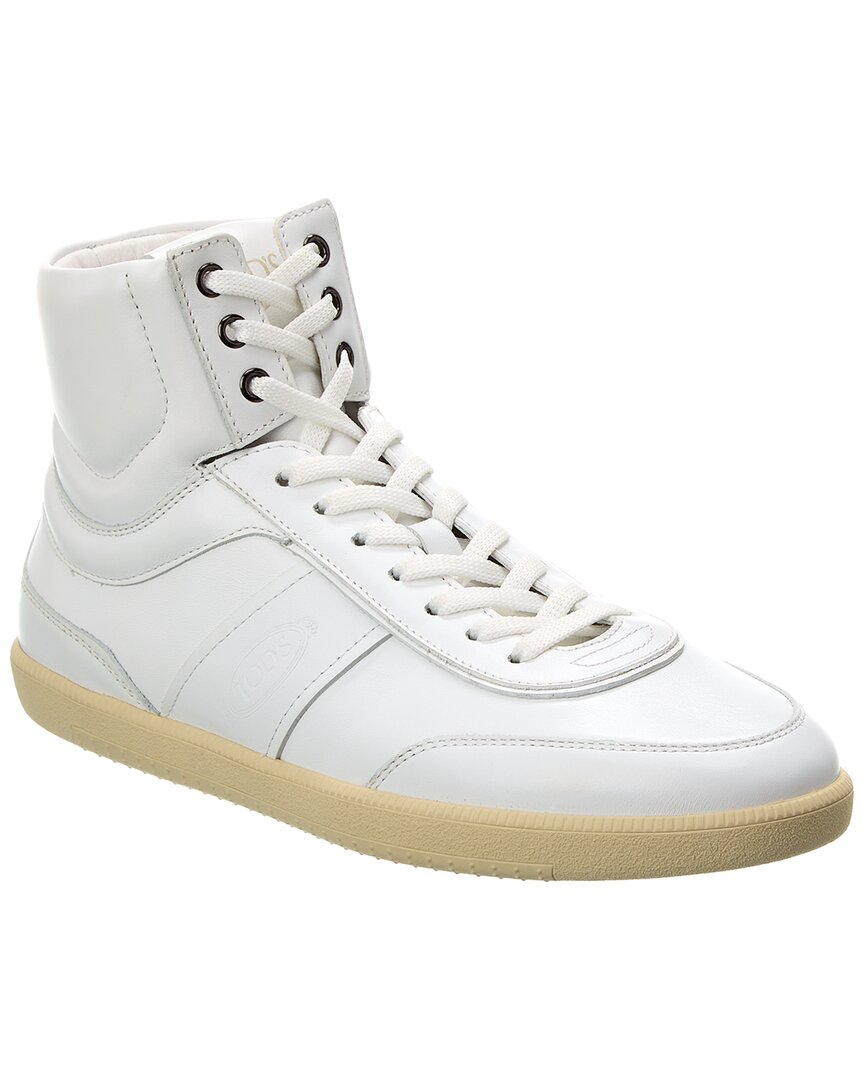 Shop Tod's Leather High-top Sneaker In White
