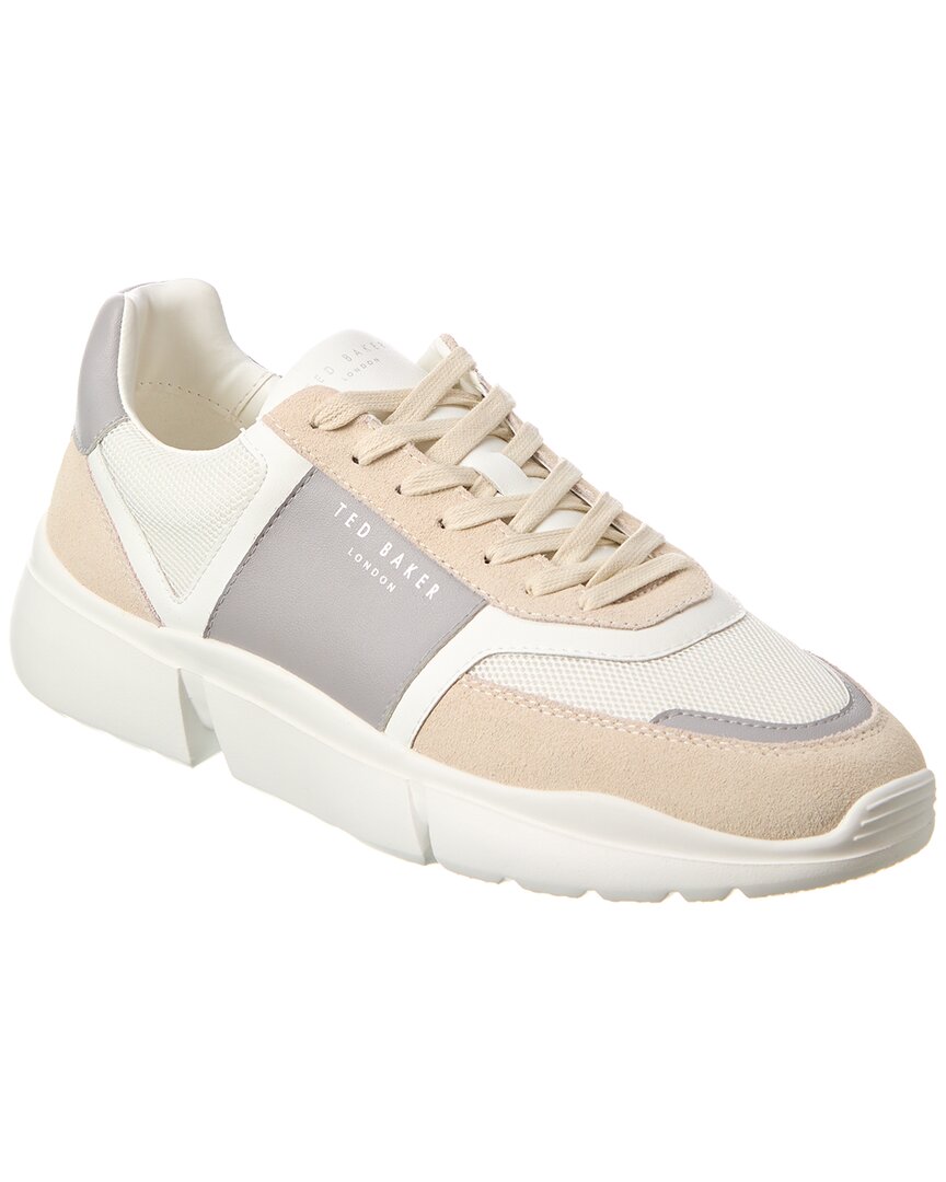 Shop Ted Baker Cyclem Leather & Suede-trim Sneaker In White