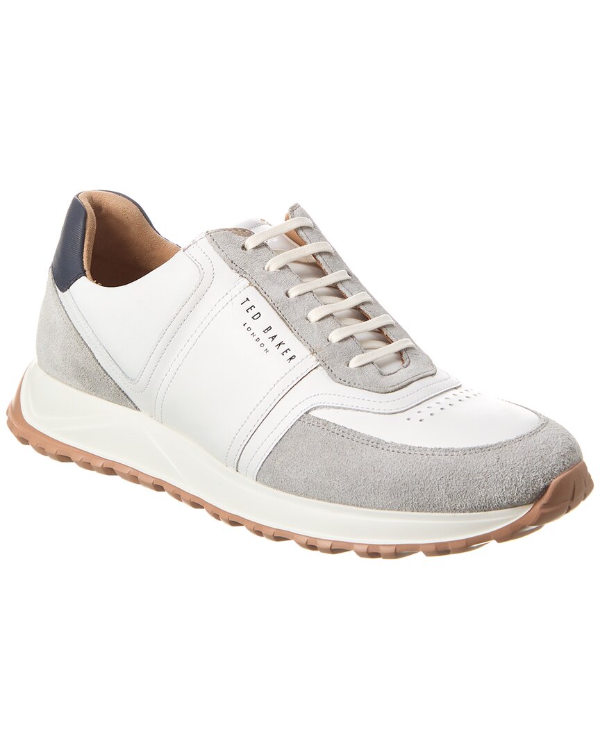 Shop Ted Baker Frayney Leather & Suede Sneaker In White