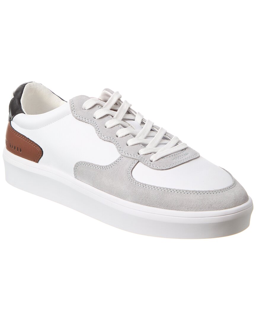 Shop Ted Baker Gawyn Leather & Suede Sneaker In White