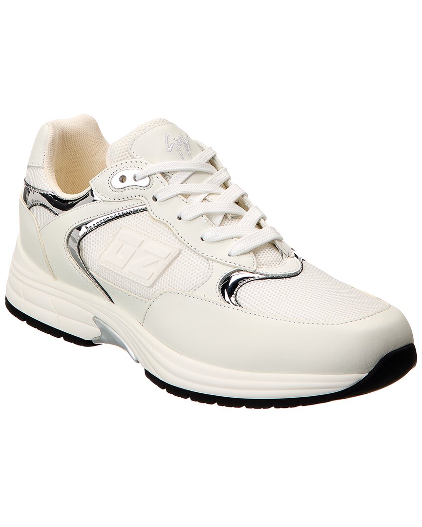 Shop Giuseppe Zanotti Gz Runner Leather & Mesh Sneaker In White