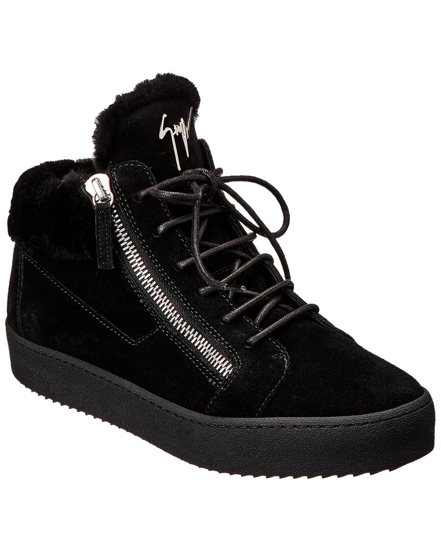 Shop Giuseppe Zanotti May Suede & Shearling Sneaker In Black